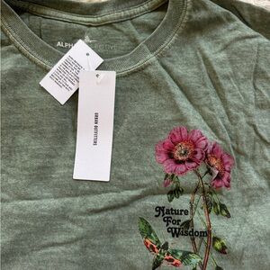 Urban Outfitters Green Botanical Long Sleeve T-Shirt
